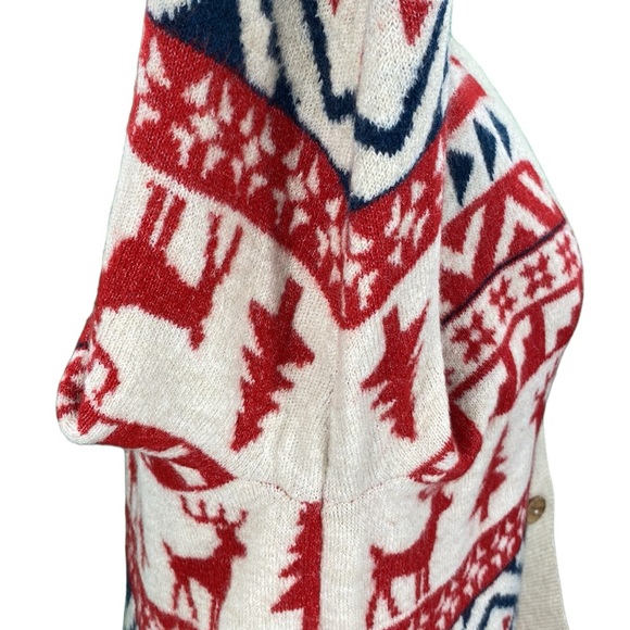 Christmas Beige and Red Fuzzy Fair Isle Knit Cardigan - Picture 6 of 15